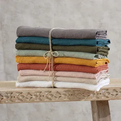 Drap-housse Linah - vert céladon - lin lavé 140x190 cm - Atmosphera