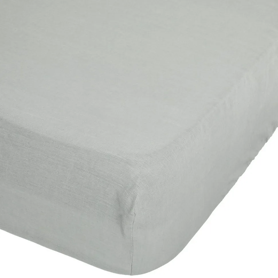 Drap-housse Linah - vert céladon - lin lavé 140x190 cm - Atmosphera