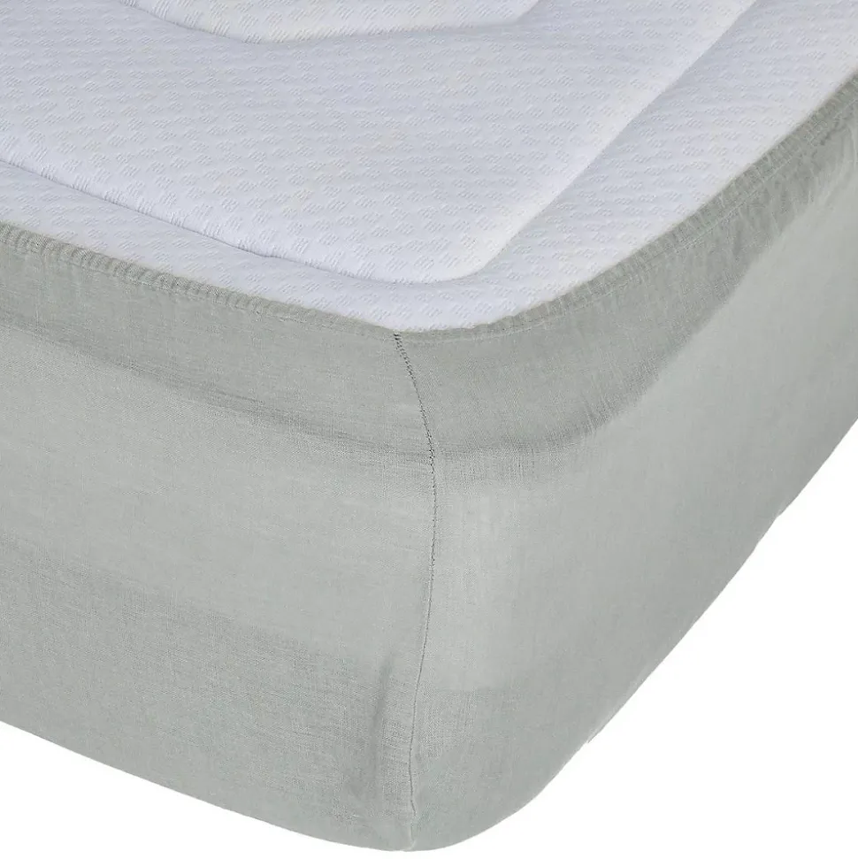 Drap-housse Linah - vert céladon - lin lavé 140x190 cm - Atmosphera