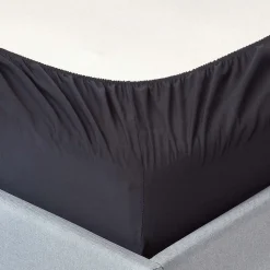 Drap-housse noir 100% coton égyptien 200 fils 120 x 190 cm - HOMESCAPES