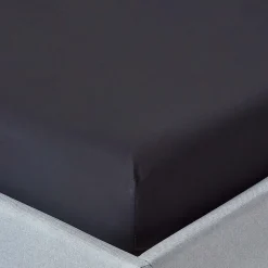 Drap-housse noir 100% coton égyptien 200 fils 120 x 190 cm - HOMESCAPES