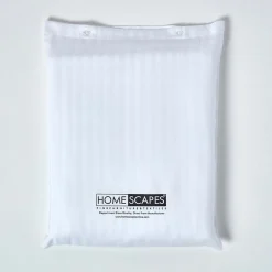 Drap-housse rayé 160 x 200 cm 100% coton égyptien 330 fils coloris blanc - HOMESCAPES