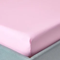 Drap-housse rose 100% coton égyptien 200 fils 120 x 190 cm - HOMESCAPES