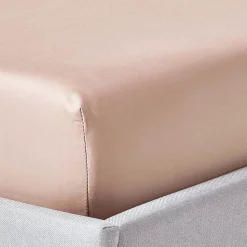 Drap-housse uni 100 % coton égyptien 1000 fils coloris beige taupe 140 x 190 cm - HOMESCAPES