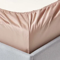 Drap-housse uni 100 % coton égyptien 1000 fils coloris beige taupe 140 x 190 cm - HOMESCAPES