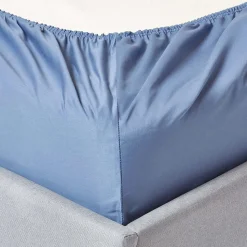 Drap-housse uni 140 x 190 cm 100 % coton égyptien 1000 fils coloris bleu - HOMESCAPES
