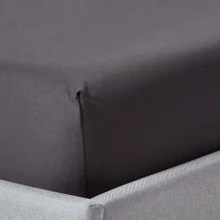 Drap-housse uni grand bonnet 100 % coton égyptien 1000 fils coloris gris foncé 180 x 200 cm - HOMESCAPES