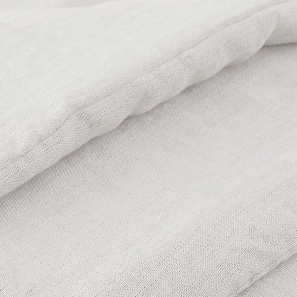 Édredon 90 x 200 cm lin lavé blanc avec 4 nouettes en jute - LUISA