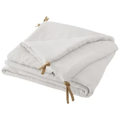 Édredon 150 x 150 cm lin lavé blanc avec 4 nouettes en jute - LUISA