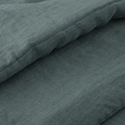 Édredon 90 x 200 cm lin lavé bleu avec 4 nouettes en jute - LUISA