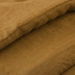 Édredon 90 x 200 cm lin lavé caramel avec 4 nouettes en jute - LUISA