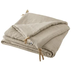 Édredon 150 x 150 cm lin lavé sable avec 4 nouettes en jute - LUISA