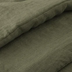 Édredon 90 x 200 cm lin lavé vert avec 4 nouettes en jute - LUISA