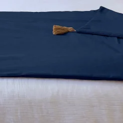 Édredon Panama 90x190 cm pompons jute marine