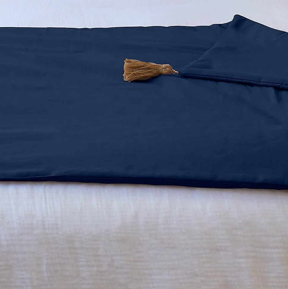 Édredon Panama 90x190 cm pompons jute marine