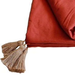 Édredon Panama 90x190 cm pompons jute terracotta