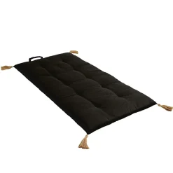 Édredon Panama 90x190 cm pompons jute noir