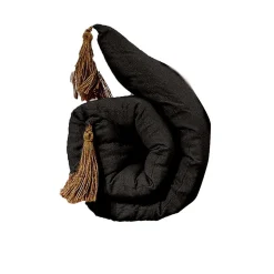 Édredon Panama 90x190 cm pompons jute noir