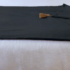 Édredon Panama 90x190 cm pompons jute gris foncé