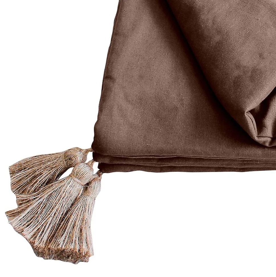 Édredon Panama 90x190 cm pompons jute vison