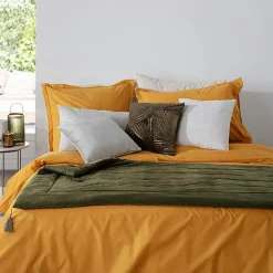 Édredon Sonia - velours - vert kaki 80x180 cm - Atmosphera
