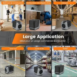 Déshumidificateur 85 L jour Déshumidificateur Mobile avec Dégivrage Automatique Minuterie 24H Tuyau de drainage Pompe Noir