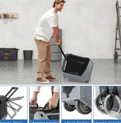 Déshumidificateur 85 L jour Déshumidificateur Mobile avec Dégivrage Automatique Minuterie 24H Tuyau de drainage Pompe Noir