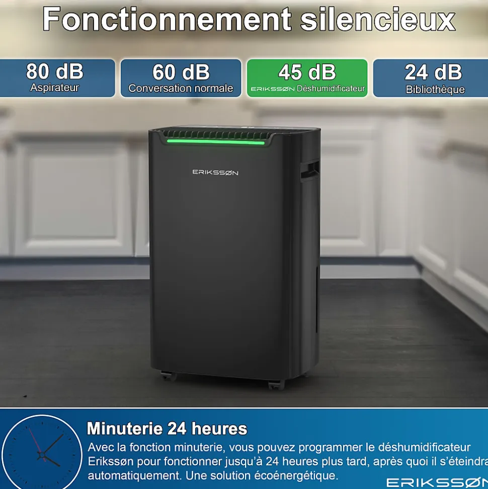 Déshumidificateur 20 litres adapté pour chambre salon cave Dehumidifier