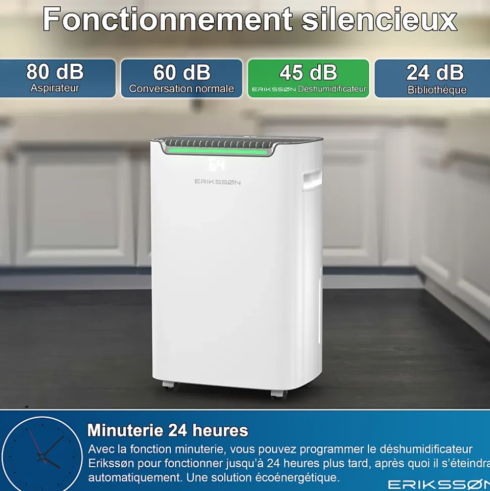Déshumidificateur 20 litres adapté pour chambre salon cave Dehumidifier