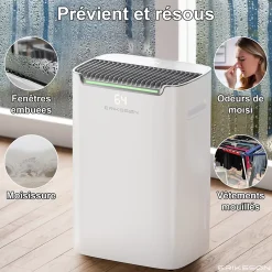 Déshumidificateur 20 litres adapté pour chambre salon cave Dehumidifier