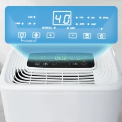 Déshumidificateur 12 L/jour pour 15 m², 3 en 1, Purificateur d'air et Sèche-linge, Réservoir 1,5 L, Timer 24 h, Écran LED