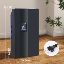 Déshumidificateur 2000 ml avec télécommande, minuterie 24 h, nettoyage UV et mode veille (noir)