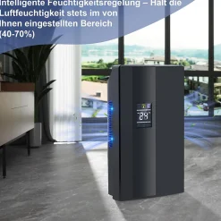 Déshumidificateur 2000 ml avec télécommande, minuterie 24 h, nettoyage UV et mode veille (noir)
