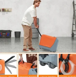 Déshumidificateur air 85 L jour Déshumidificateur Mobile avec Dégivrage Automatique Minuterie 24H Tuyau de drainage Pompe