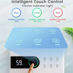 Déshumidificateur Air 15L Jour 3 Modes 2 Vitesse Déshumidificateur Portable pour Pièces 15 Déshumidificateur Electrique