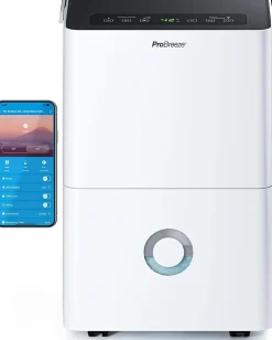 Déshumidificateur Compresseur Connecté 30L/jour avec Application Smartphone, Wi-Fi, Drainage continu