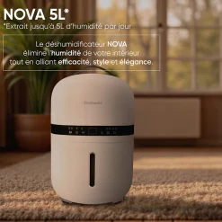 Déshumidificateur d'air BESTHERM - Nova 5L/jour, réservoir amovible, filtre à charbon actif, ioniseur intégré