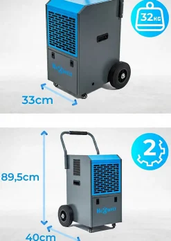 Déshumidificateur d'air industriel Hexwelt 70L/24H réservoir 5.5L absorbeur d'humidité 1 pièce.