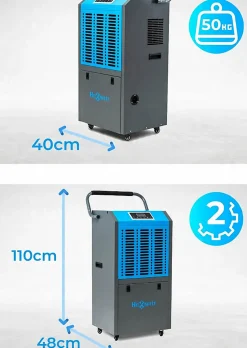 Déshumidificateur d'air industriel Hexwelt 138L/24H réservoir 10L absorbeur d'humidité 1 pièce.