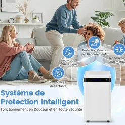 Déshumidificateur d'air 28,5L/Jour, 4 Modes, Réservoir d'Eau 5,5L, Minuterie 0-24H, avec Roues pour Chambre, Salon 35m²