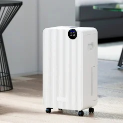 Déshumidificateur d'air 12L/jour mobile silencieux réservoir 2,1L timer 24H écran LED témoin d'humidité filtre lavable