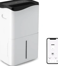 Déshumidificateur 50L Jour pour Pièces 60 avec 4 Modes 2 Vitesses De Ventilateur écran Tactile Contrôle Wifi Minuterie 24H