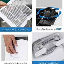 Déshumidificateur 50L Jour pour Pièces 60 avec 4 Modes 2 Vitesses De Ventilateur écran Tactile Contrôle Wifi Minuterie 24H