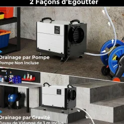 Déshumidificateur 58,5L/Jour, 2 Méthodes Drainage, 24 Minuterie, 2 Modes, Panneau de Contrôle ,Blanc