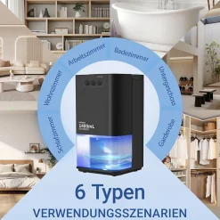 Déshumidificateur NETTLIFE 1400 ml avec minuterie et d'ambiance (noir)