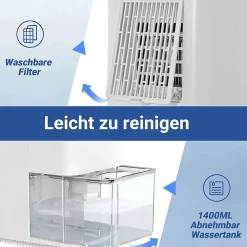 Déshumidificateur NETTLIFE 1400 ml avec minuterie et d'ambiance (blanc)