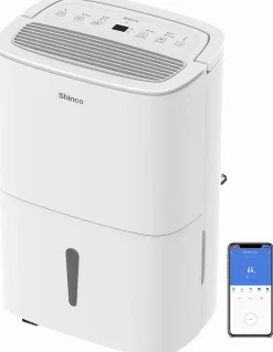 Déshumidificateur Portable Blanc 30L - Purificateur d'Air avec Filtre à Charbon Actif + Minuterie 24h + Drainage Continu