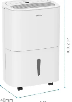 Déshumidificateur Portable Blanc 30L - Purificateur d'Air avec Filtre à Charbon Actif + Minuterie 24h + Drainage Continu