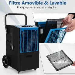 Déshumidificateur Professionnel 66L/Jour, Déshumidificateur Industriel pour Pièces jusqu'à 418 m²