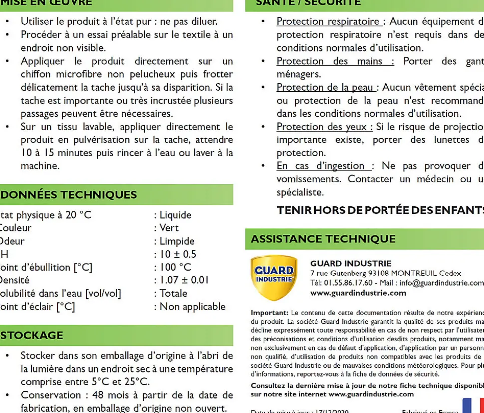 Détachant tissu TexClean 500ml Tissu Matelas Canapé et Tapis Détachant et Nettoyant Professionnel